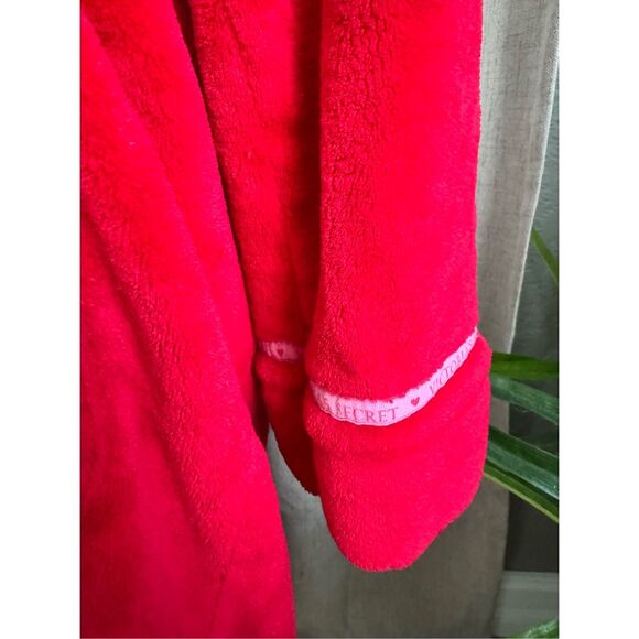 Victorias Secret Y2K Red Pink Soft‎ Plush Bath Robe Sz Medium Girly - Picture 8 of 8